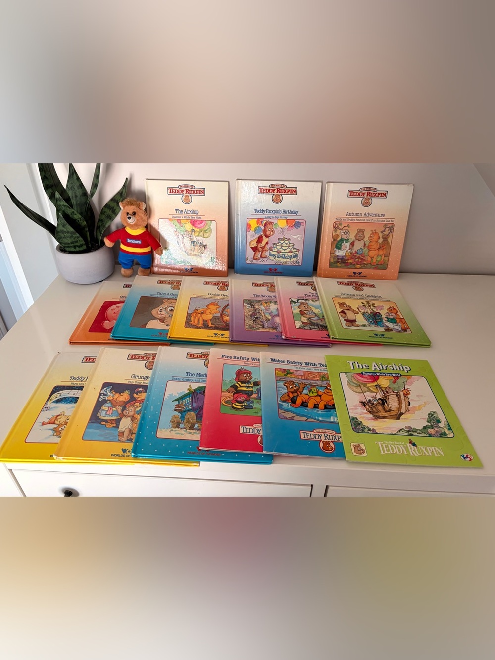 Vintage Teddy Ruxpin Kids Storybook Set with Plush Bear